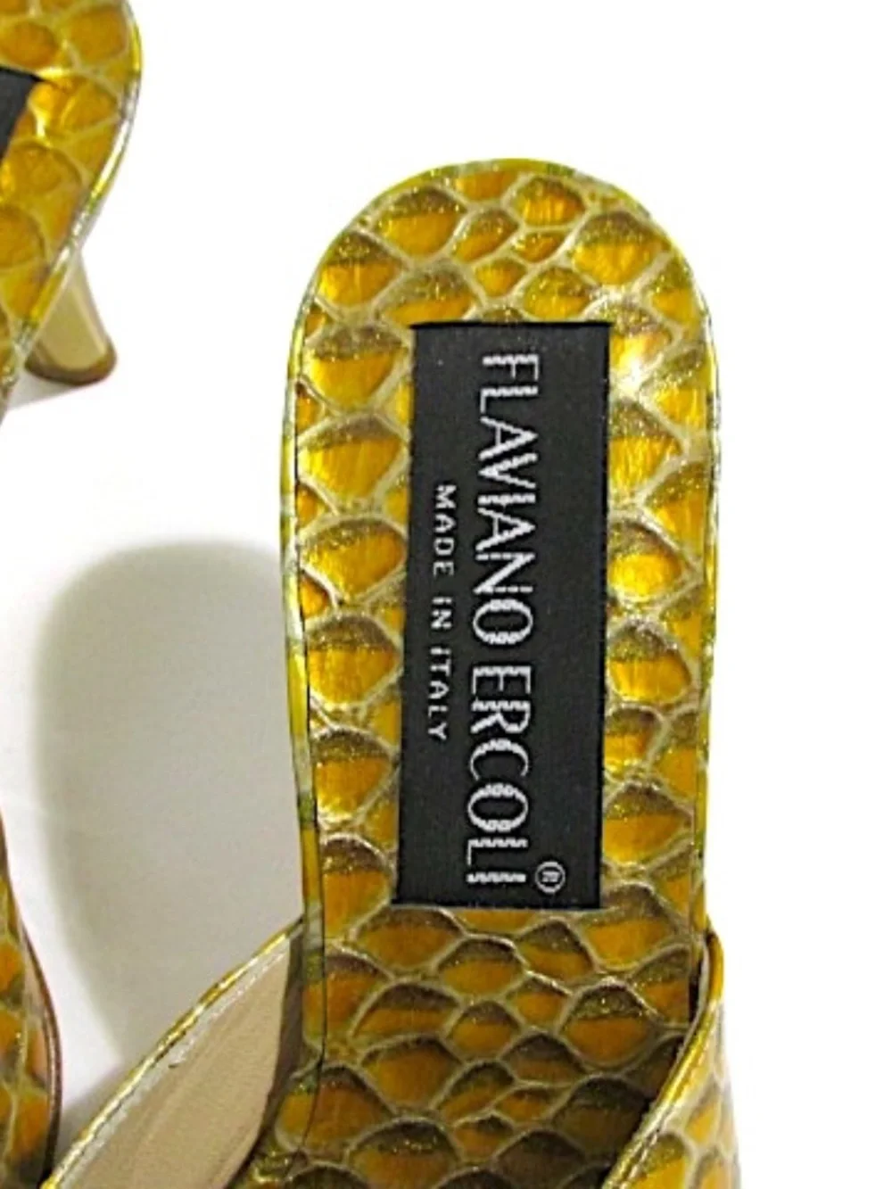 Ercoli NWOT Gold Fishscale Patterned Italian Leather Sandals, Size EU36 - Picture 7 of 8